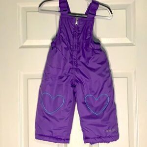 Pacific Trail Purple Snow Bib Heart Overalls - Size 12 Months